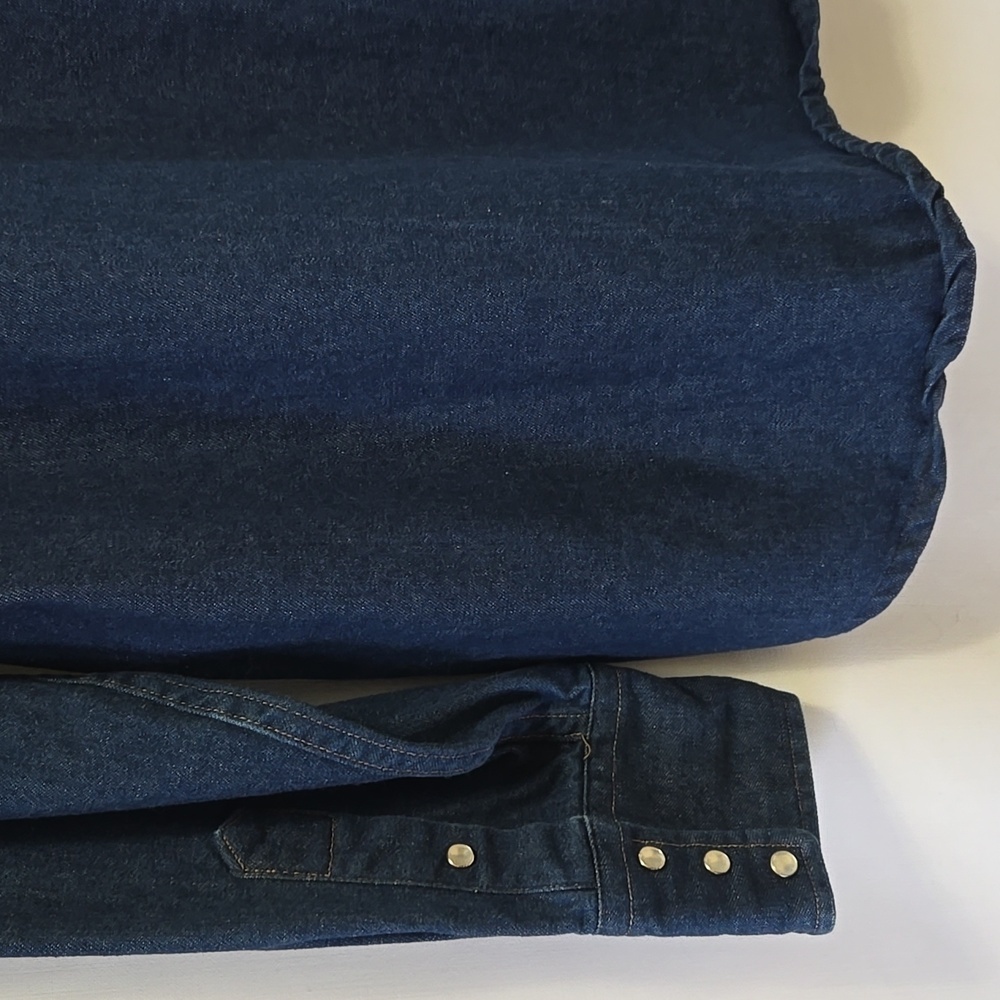 Vintage 90s Men's Carhartt Denim Western Pearl Snap Shirt Rugged Outdoor Work - Picture 6 of 12